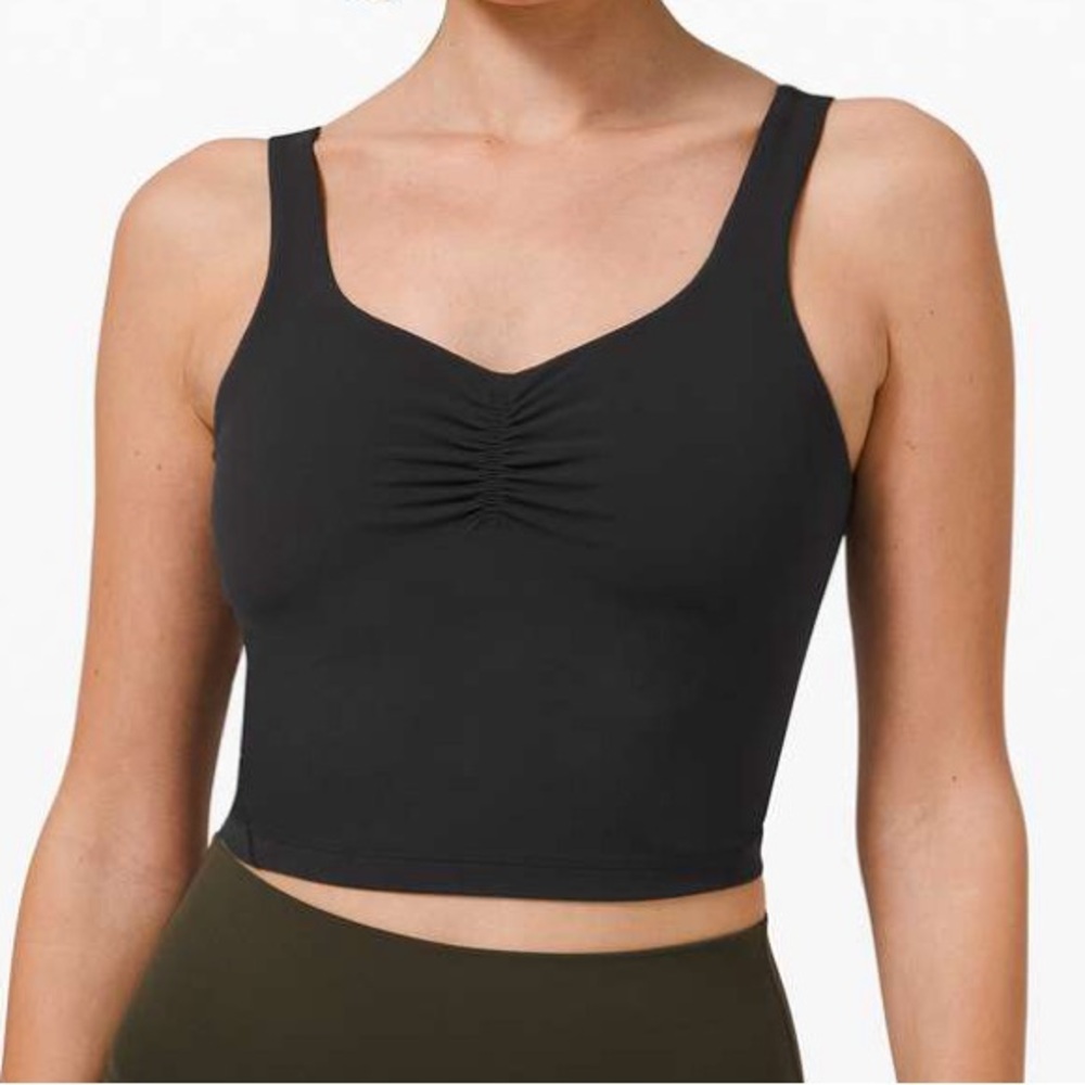 Lululemon Black Ruched Front Cropped Tank Top